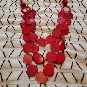 EUC Red Statement Necklace, Adjustable